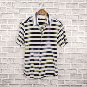MR TURK Men's Short Sleeve Button up shirt Jersey Striped Medium